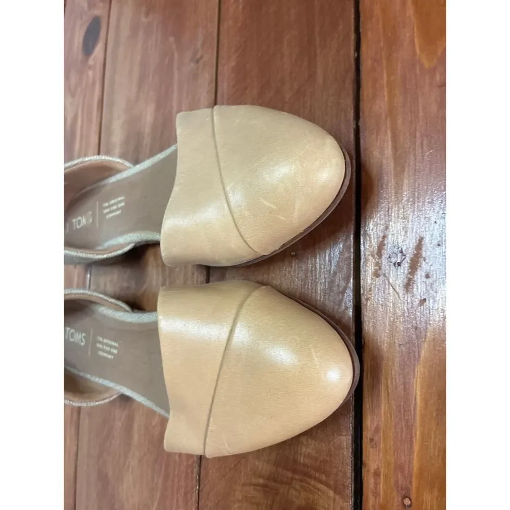 Tom’s Jutti D'Orsay Tan Almond Toe Flats - Size 6
